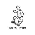 Cute bunny design logo vector Royalty Free Stock Photo
