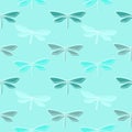 Blue repeat pattern design whit dragonflies Royalty Free Stock Photo