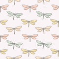 Pastel dragonflies repeat pattern design Royalty Free Stock Photo