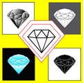 Set of flat diamond icons. Symbol of jewels.
