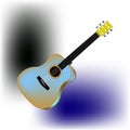 Realistic image of a six-string guitar. Banner for musicians.