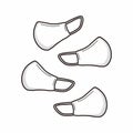 Four white face mask simple illustration cartoon syle design