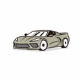 Sport car with grey color cartoon black lined illustration vector Royalty Free Stock Photo