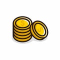 Dollar coin yellow color cartoon illustration vector
