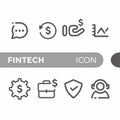 Black monoline color icon symbol compilation of fintech design