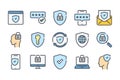 Cybersecurity and Data Protection related color line icon set. Royalty Free Stock Photo