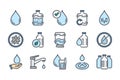 MobileWater related color line icon set.