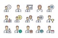 Business People related color line icon set. Royalty Free Stock Photo