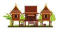 Thai traditional house in flat style isolated on white background Royalty Free Stock Photo