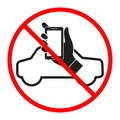 Mobile phone prohibited sign when driving a car in a red crossed out circle Royalty Free Stock Photo