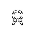 Christmas wreath thin icon isolated on white background Royalty Free Stock Photo