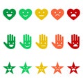 Illustration of a variety of emotions emoticons in the form of a heart, hands and stars