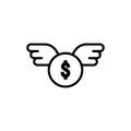 Flying money thin icon isolated vector on white background Royalty Free Stock Photo