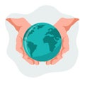 Vector design of hands holding our planet earth Royalty Free Stock Photo