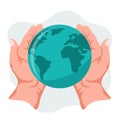 Design of hands holding our planet earth Royalty Free Stock Photo