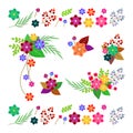 Colorful floral flat vector elements