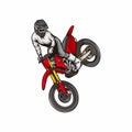 Freestyle motocriss dirtbike illustration vector character masctor Royalty Free Stock Photo