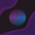 Mobilehalftone circle ball purple gradient color and black background