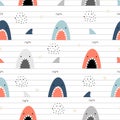 Vector illustration seamless pattern notebook with shark Royalty Free Stock Photo