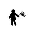 Girl with racing flag icon isolated vector on white Royalty Free Stock Photo