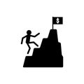 Climbing mountain to money icon isolated vector on white Royalty Free Stock Photo