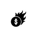 Money fire icon isolated vector on white