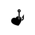 Heart trap hook icon vector isolated on white