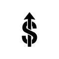 Dollar money with upping arrow icon vector Royalty Free Stock Photo