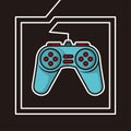 Game controller with white cable border and black background illustration design poster Royalty Free Stock Photo