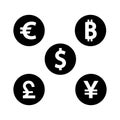 Money currency set icon vector on white background, simple sign and symbol. Royalty Free Stock Photo