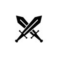 Crossed sword icon vector on white background Royalty Free Stock Photo