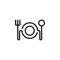 Food dish spoon and fork thin icon vector on white background