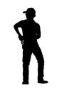 Gun shooting instructor silhouette vector Royalty Free Stock Photo