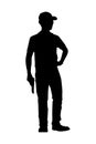 Gun shooting instructor silhouette vector Royalty Free Stock Photo