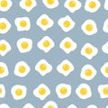 Seamless pattern fried egg Hand drawn breakfast background