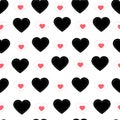 Black heart with white dotted lines. Seamless pattern Royalty Free Stock Photo