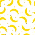 Seamless vector pattern Yellow bananas on the polka dot background Royalty Free Stock Photo