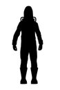 Scientist in chemical protection uniform silhouette vector