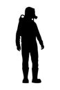 Scientist in chemical protection uniform silhouette vector