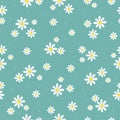 Beautiful seamless patterns Small and large floral background placed randomly distributed on a blue background