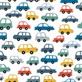 Vehicle seamless pattern hand has drawn Colorful and vintage car background Royalty Free Stock Photo