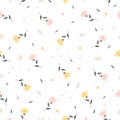 Seamless texture pattern Small and large flower background in pink and yellow Random scattered pattern