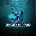 Angry hippos esport mascot logo design