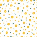 Seamless pattern Yellow flower and green leaf background Royalty Free Stock Photo