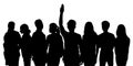 People political protest with three fingers salute silhouette vector