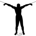 Slave with shackle silhouette vector Royalty Free Stock Photo