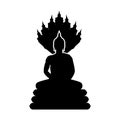 Buddha image silhouette vector, religion concept