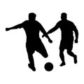 Soccer player silhouette vector on white Royalty Free Stock Photo