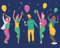 New Year`s poster. People celebrating party vector illustration Royalty Free Stock Photo