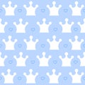 Crown Seamless Pattern, royal doodles background, Vector Illustration. Royalty Free Stock Photo